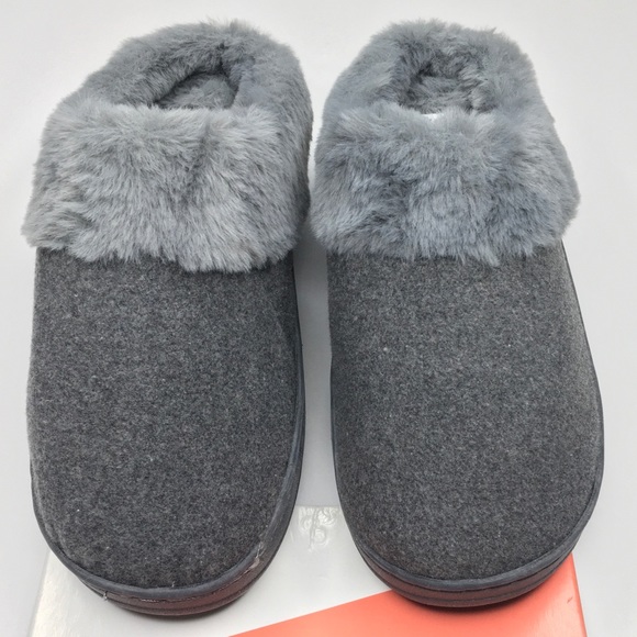 Easy Spirit Ultra Lightweight Faux Fur Slippers Indoor/outdoor Gray Size S 5-6 - Picture 3 of 7